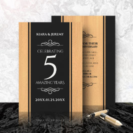 Elegantes 5. Jubiläum der Hochzeit von Holz Einladung