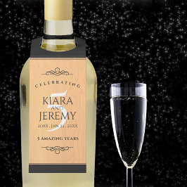 Elegantes 5. Jubiläum der Hochzeit von Holz Flaschenanhänger