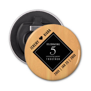Elegantes 5. Jubiläum der Hochzeit von Holz Flaschenöffner