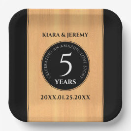 Elegantes 5. Jubiläum der Hochzeit von Holz Pappteller