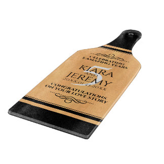 Elegantes 5. Jubiläum der Hochzeit von Holz Schneidebrett