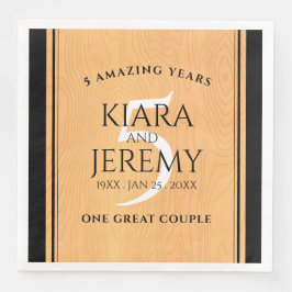 Elegantes 5. Jubiläum der Hochzeit von Holz Serviette