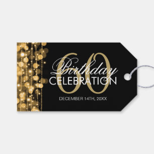 Elegantes 60. Geburtstags-Party-Glitzern-Gold Geschenkanhänger