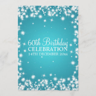 Elegantes 60. Geburtstags-Party-Winter-Schein-Blau Einladung