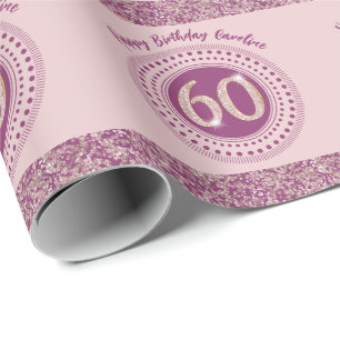 Elegantes 60. Geburtstags-Roségold-Glitter & Strei Geschenkpapier