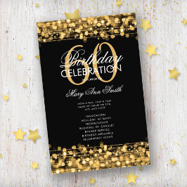 Elegantes 60. Geburtstagsparty-Programm Gold mit M Flyer