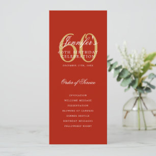 Elegantes 60. Geburtstagsparty-Programm Red Gold Einladung