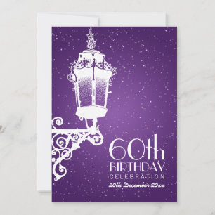 Elegantes 60. Geburtstagsparty Vintag Lamp Lila Einladung
