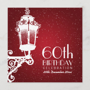 Elegantes 60. Geburtstagsparty Vintages Lampe Red Einladung