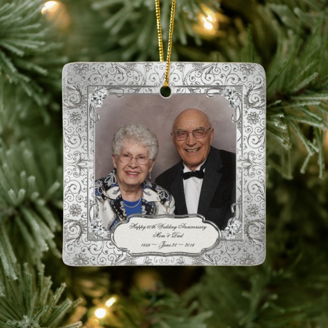 Elegantes 60. Hochzeitliches Jubiläum Keramikornament (Baum)