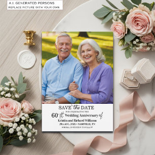 Elegantes 60. Hochzeitsjubiläumsfoto Save The Date