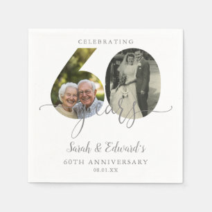 Elegantes 60. Hochzeitstag 2 Foto Serviette