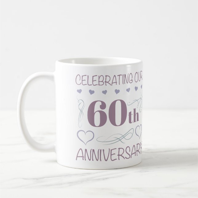 Elegantes 60. Hochzeitstag Lila Kaffeetasse (Links)