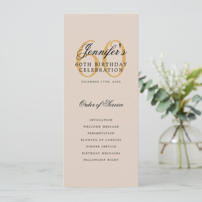 Elegantes 60. Programm Gold Menü+Danke Champagne (Stehend Vorderseite)