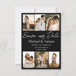 elegantes 6-Foto-Collage-White-Script minimal Save The Date