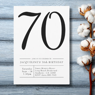 Elegantes 70. Geburtstag Einfaches Party Einladung