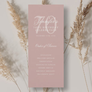 Elegantes 70. Geburtstagsfeier-Programm Dusty Rose Einladung