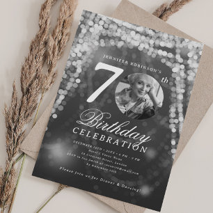 Elegantes 70. Geburtstagsfoto Silber Glamour Licht Einladung