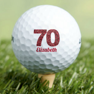 Elegantes 70. Geburtstagsgeschenk - roter Leoparde Golfball