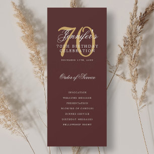 Elegantes 70. Geburtstagsparty Programm Burgundy G