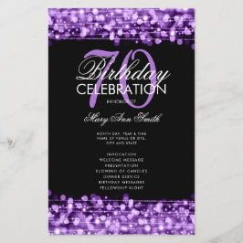 Elegantes 70. Geburtstagsparty-Programm Lila Menü