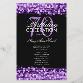 Elegantes 70. Geburtstagsprogramm Lila mit Menü