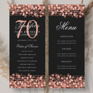 Elegantes 70. Geburtstagsprogramm Roségold mit Men Einladung