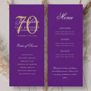 Elegantes 70er-Programm Gold-Purple-Menü+Vielen Da Einladung