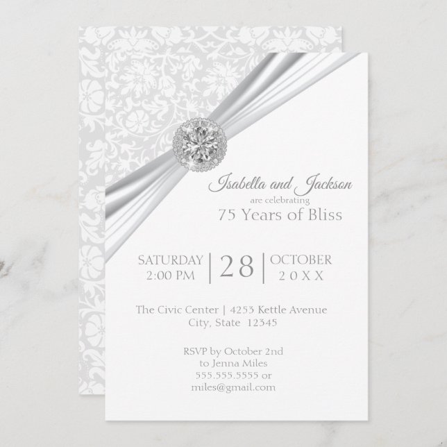 Elegantes 75./60. Diamant-Jubiläumsdesign Einladung (Vorne/Hinten)