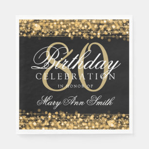 Elegantes 80. Geburtstags-Party-Glitzern-Gold Serviette