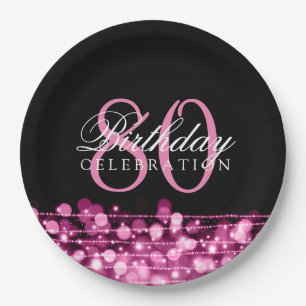 Elegantes 80. Geburtstags-Party-Glitzern-Rosa Pappteller