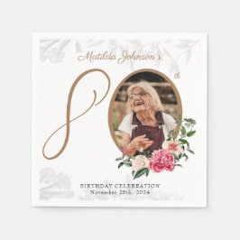 Elegantes 80. Geburtstagsparty Floral Botanisches Serviette