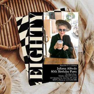 Elegantes 80. Geburtstagsparty Foto Einladung