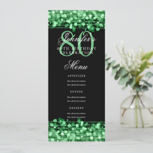 Elegantes 80. Geburtstagsparty Menu Grüne Lichter Einladung