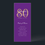 Elegantes 80th Program Gold Lila Menu Vielen Dank Einladung<br><div class="desc">Elegantes "Geburtstagsparty Program" mit einer formalen Schriftzypografie in Gold & Lila mit individuellem Programm menu Dankeschön Text.</div>