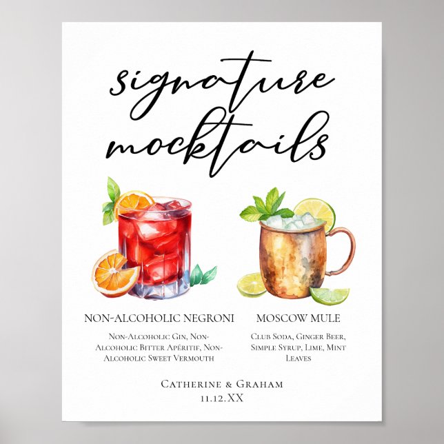 Elegantes Abend-Hochzeits-Mocktails-Menü Poster (Vorne)