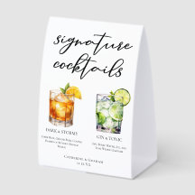 Elegantes Abend-Hochzeits-Signature-Cocktails-Menü