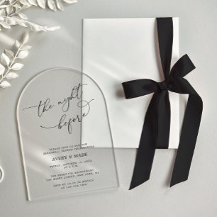 Elegantes Abendessen am Vorabend der Hochzeitsprob Acryleinladungen