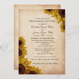 Elegantes Abendessen in den Rustikalen Sonnenblume Einladung