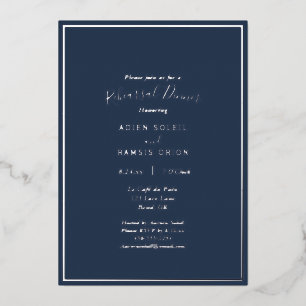 Elegantes Abendessen in moderner Silver Probe Folieneinladung