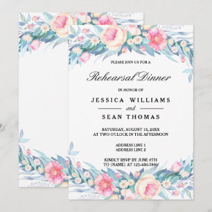 Elegantes Abendessen mit floraler Hochzeit und Pro Einladung