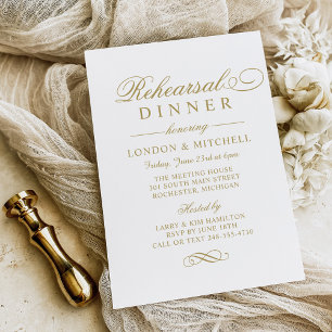 Elegantes Abendessen vor der Hochzeit in Antique G Einladung