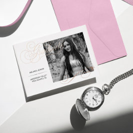 Elegantes Abschluss Foto Schwarzweiß Folieneinladung