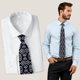 Elegantes Abstrakt geometrisches Muster in Navy Bl Krawatte