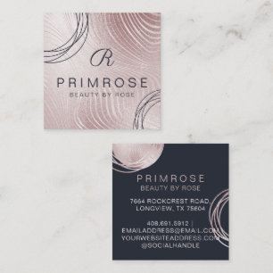 Elegantes Abstrakt Glam Rose Gold Luxury Monogram Quadratische Visitenkarte