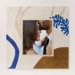 Elegantes Abstrakt Modernes Kunst Personalisiertes Puzzle<br><div class="desc">Mit dieser modernen abstrakten Kunst in Blau und Beige gestalten Sie Ihr schönes Foto.</div>