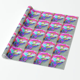 Elegantes abstrakt rosa aquamarines Blumengemälde Geschenkpapier