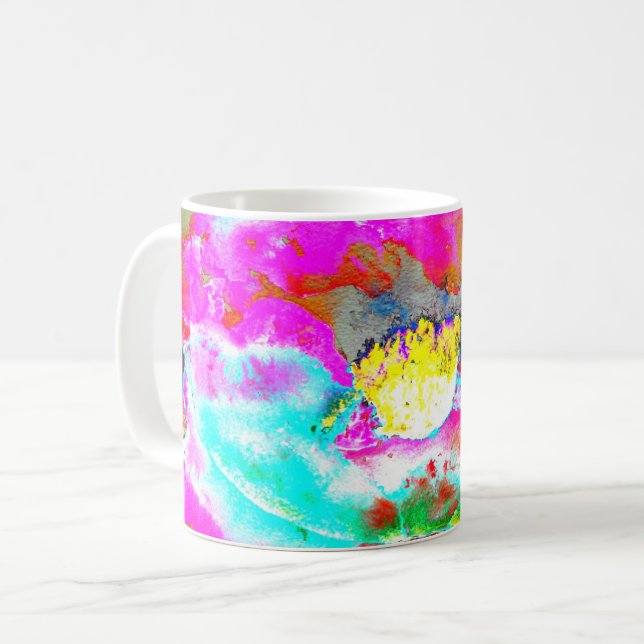 Elegantes abstrakt rosa aquamarines Blumengemälde Kaffeetasse (Vorderseite Links)