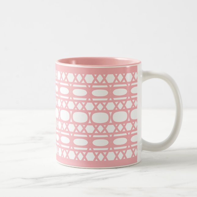 Elegantes Abstrakt rosa Muster Zweifarbige Tasse (Rechts)