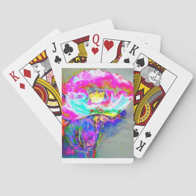 Elegantes abstrakt rosafarbenes Mohngemälde Spielkarten (Rückseite)